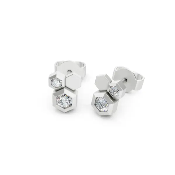 Gold Honeycomb Diamond Stud Earrings