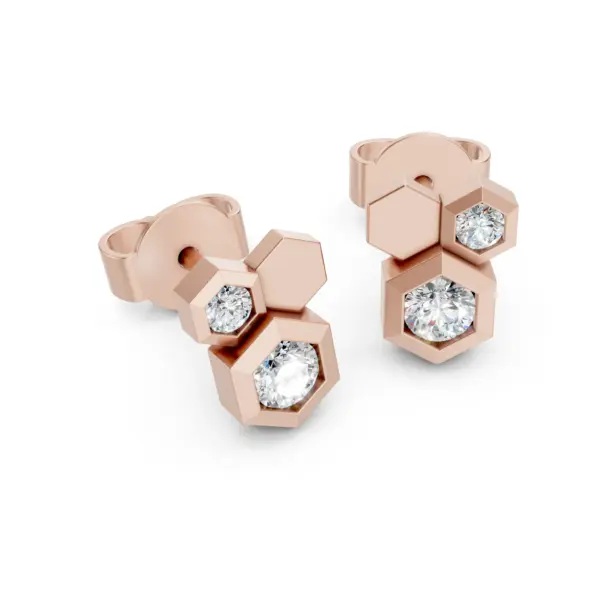 Gold Honeycomb Diamond Stud Earrings