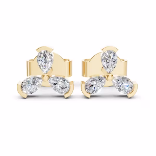 Cluster Stud Earrings in yellow gold