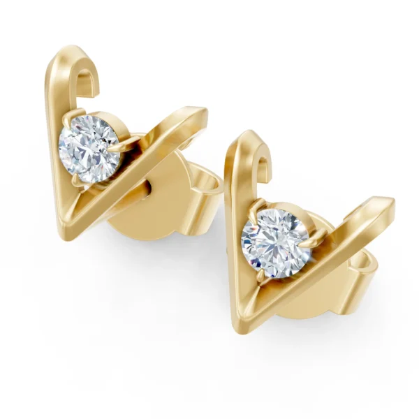 Chevron Stud Earrings in yellow gold