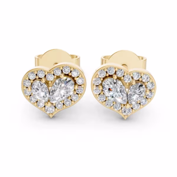Heart Shaped Earrings in yellow gold
