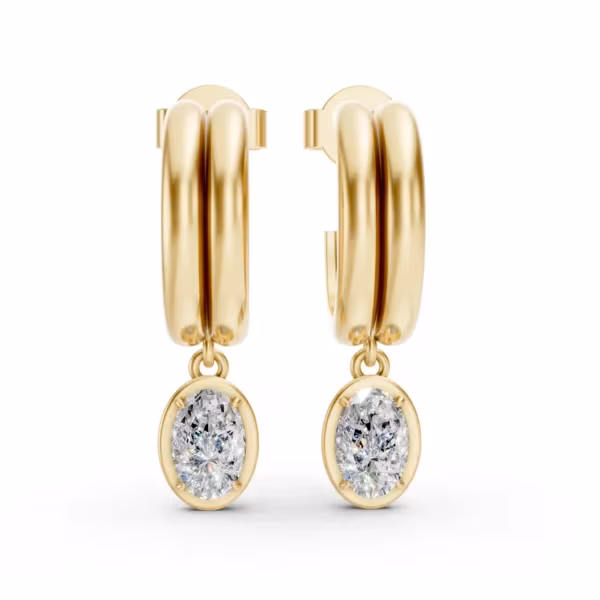 Dangling Hoop Earrings in yellow gold