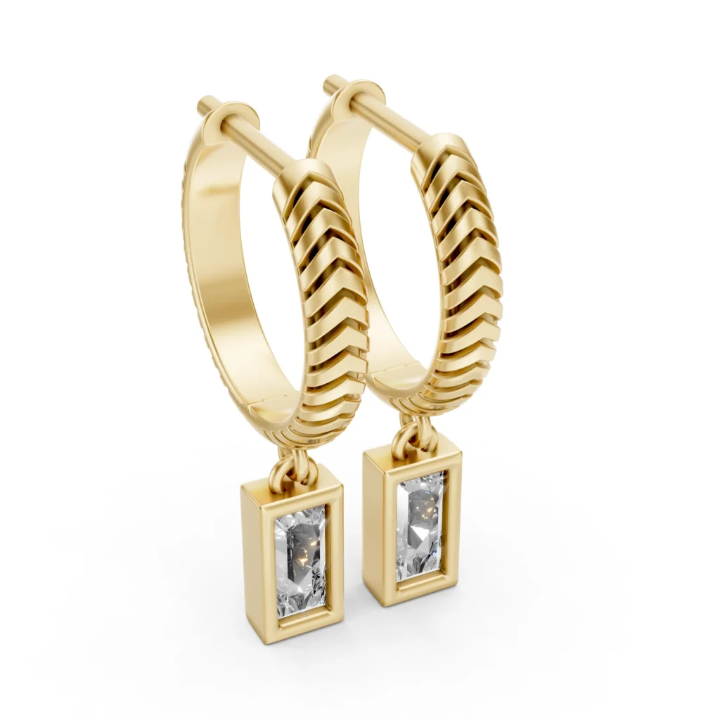 Herringbone Huggie Earrings