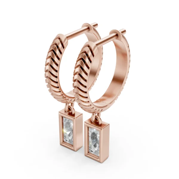 Herringbone Huggie Earrings