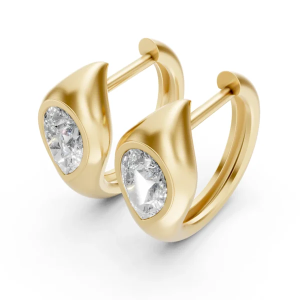 Bezel Huggie Earrings in yellow gold