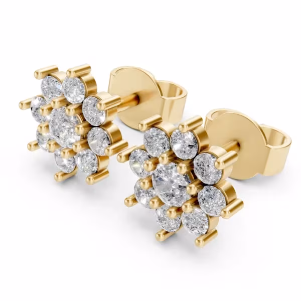 Flower Cluster Earrings in yellow gold