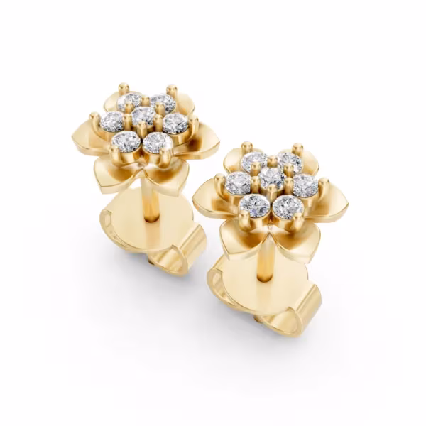 Floral Stud Earrings in yellow gold