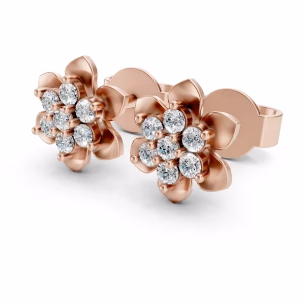 Floral Stud Earrings in rose gold