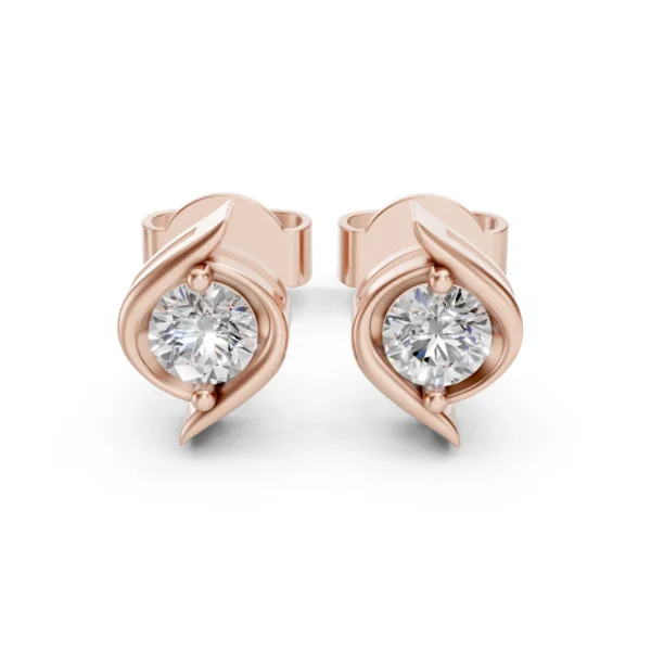 Wave Stud Earrings in rose gold