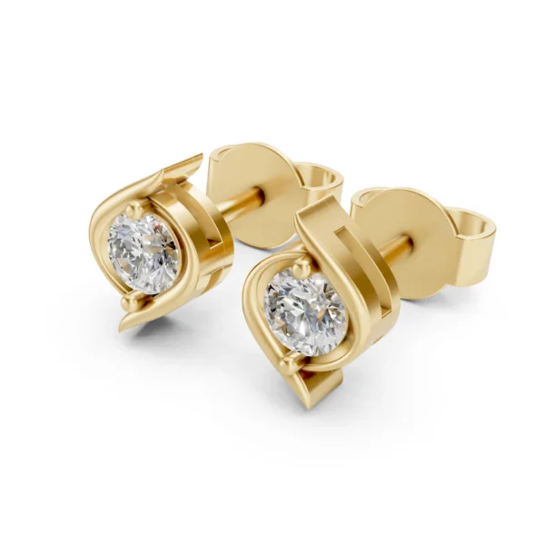 Wave Stud Earrings in yellow gold