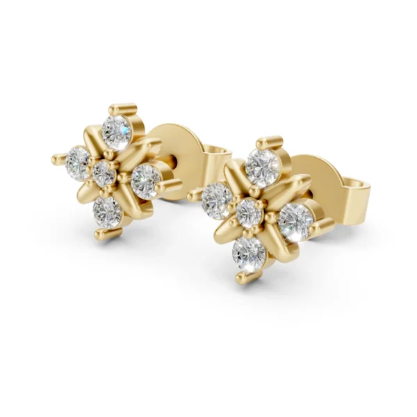 Starburst Flower Earrings in yellow gold