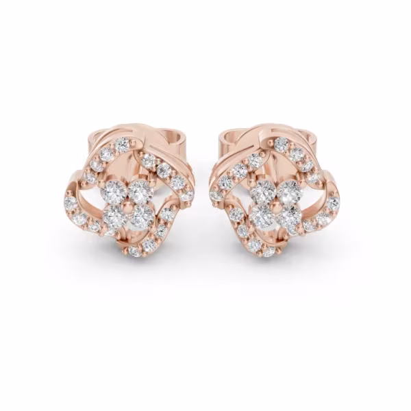 Diamond Flower Earrings in rose gold