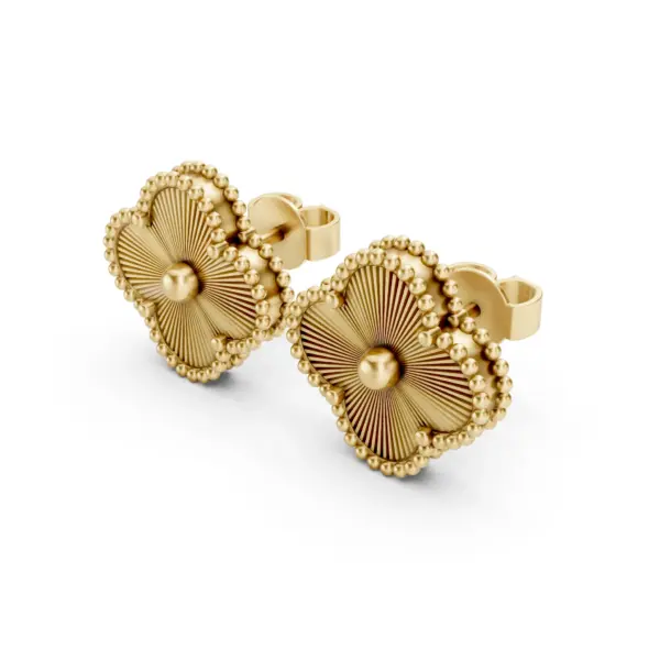 Leaf Stud Earrings in yellow gold
