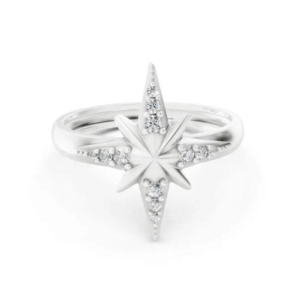 North Star Ring in white gold