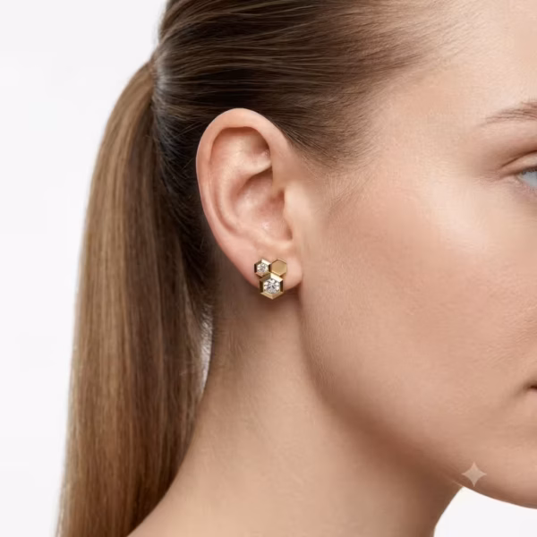 Gold Honeycomb Diamond Stud Earrings