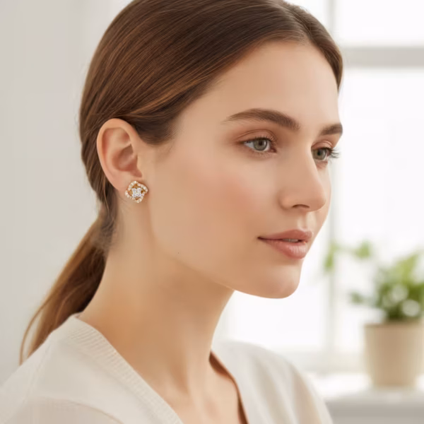 Diamond Flower Earrings