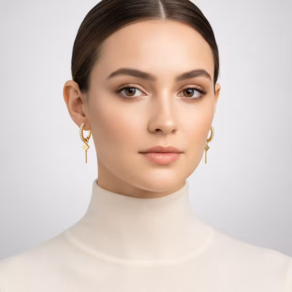 Drop Huggie Earrings