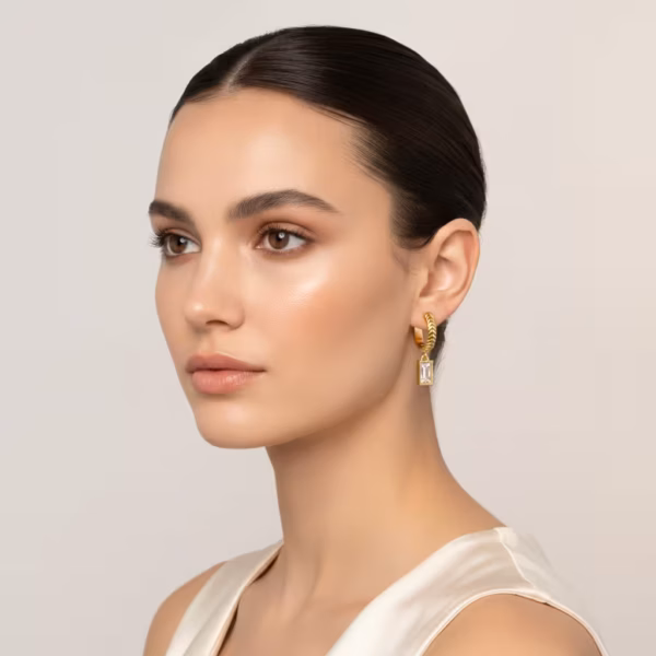 Herringbone Huggie Earrings