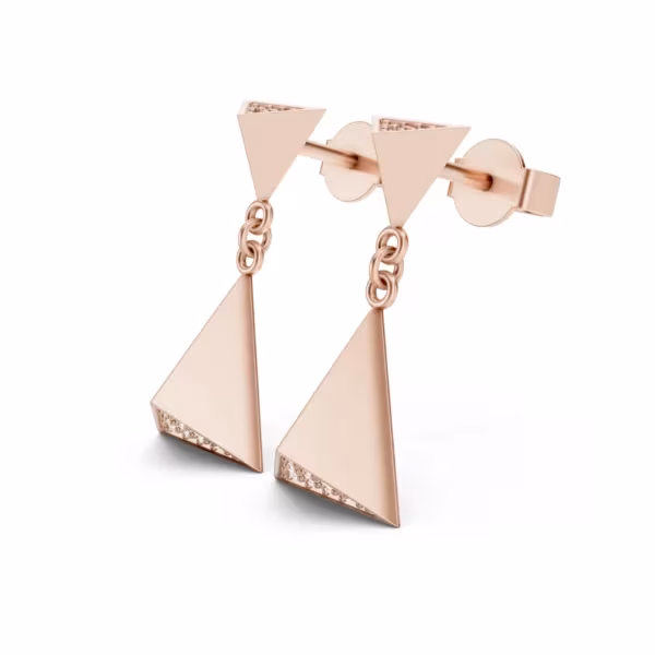 Triangle Drop Earrings in rose gold