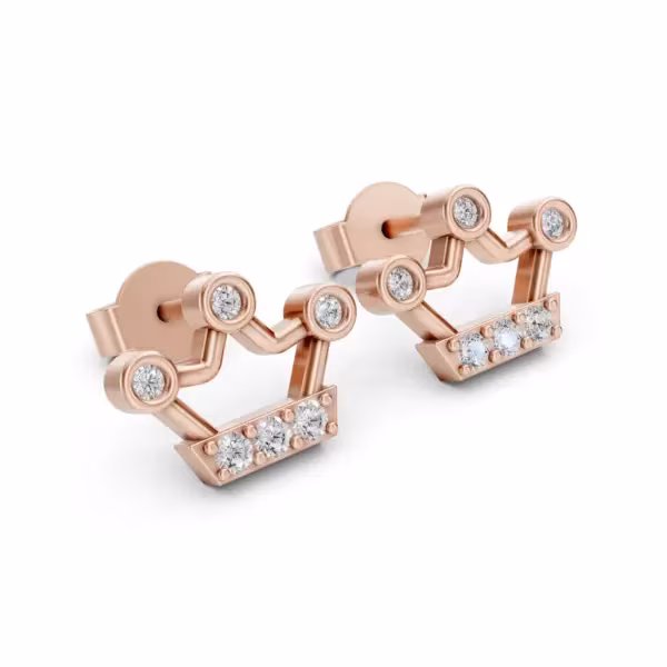 Gold Crown Diamond Earrings