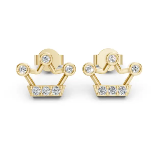 Gold Crown Diamond Earrings