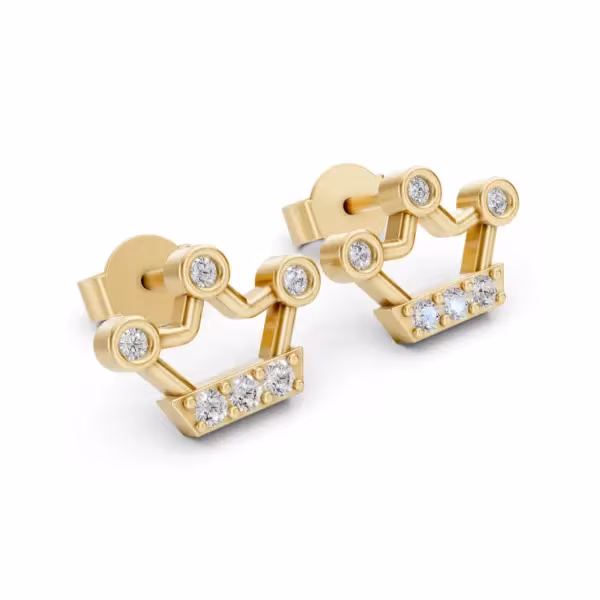 Gold Crown Diamond Earrings in yellow gold