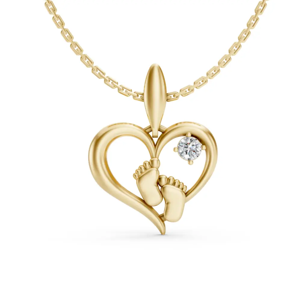 Baby Feet Heart Pendant