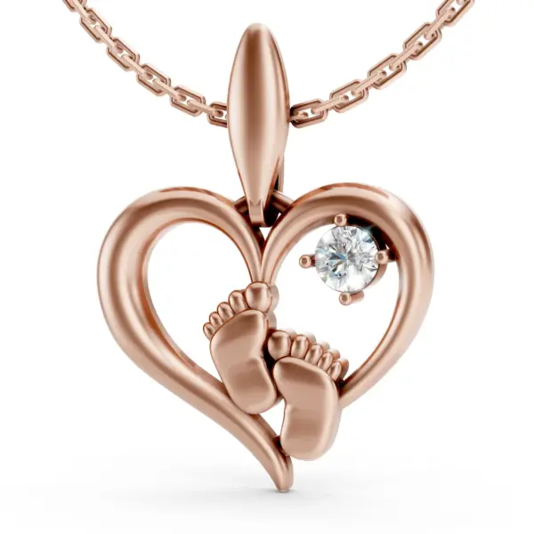 Baby Feet Heart Pendant