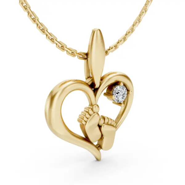 Baby Feet Heart Pendant