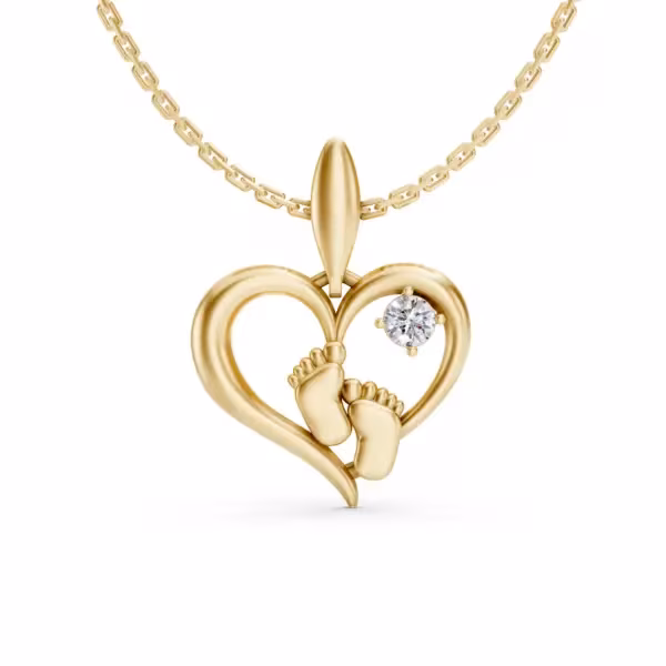 Baby Feet Heart Pendant
