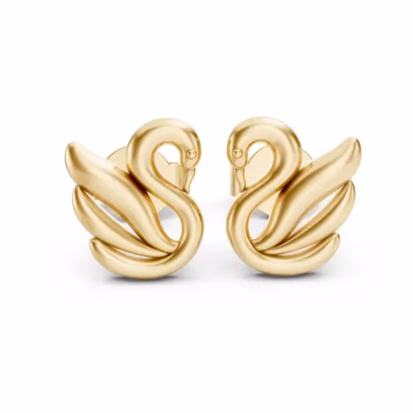 Gold Swan Stud Earrings