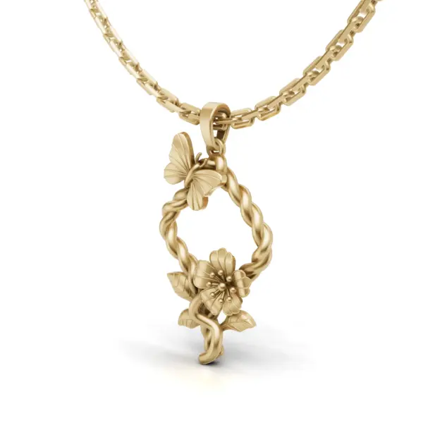 Butterfly & Floral Pendant