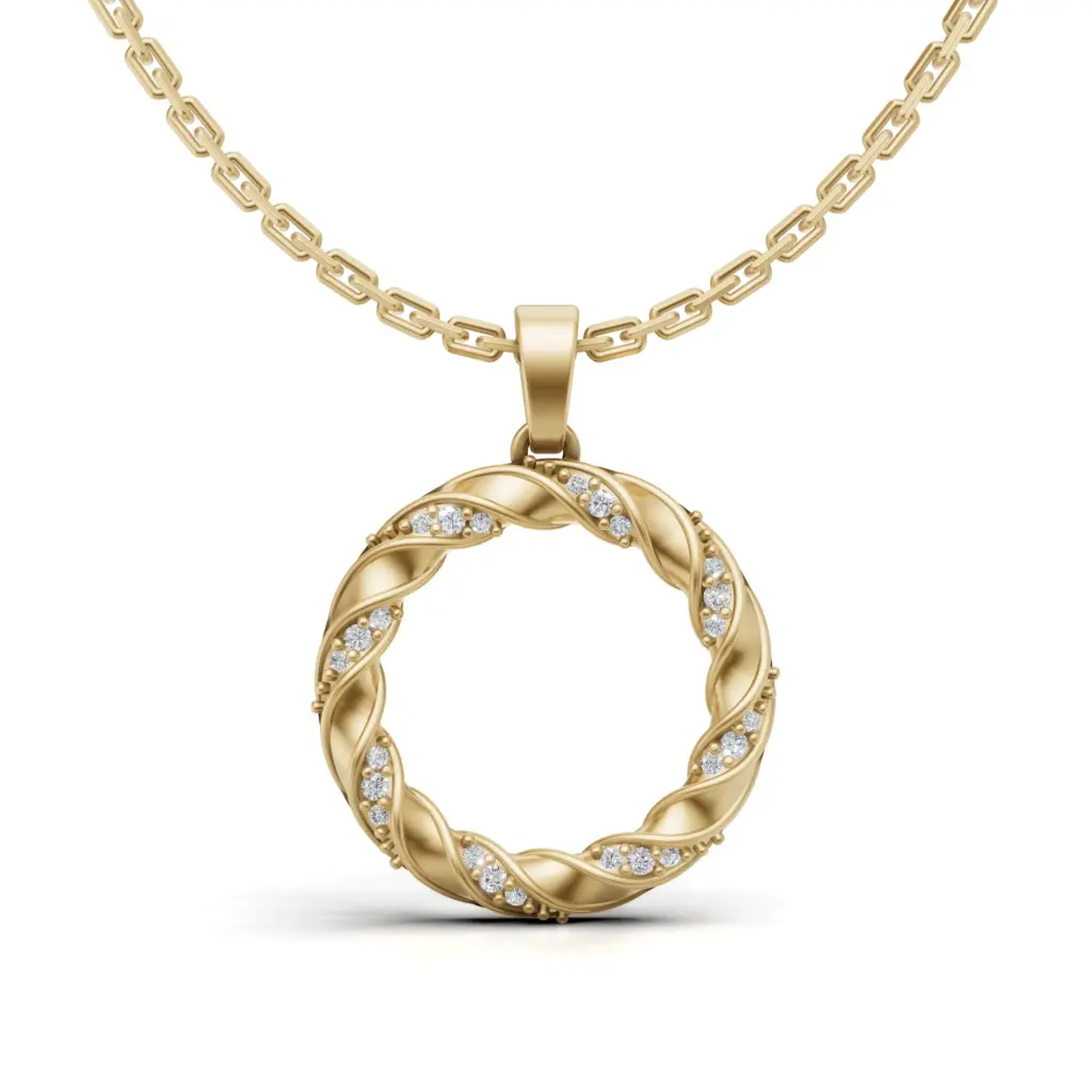 Gold Diamond Eternity Circle Pendant1