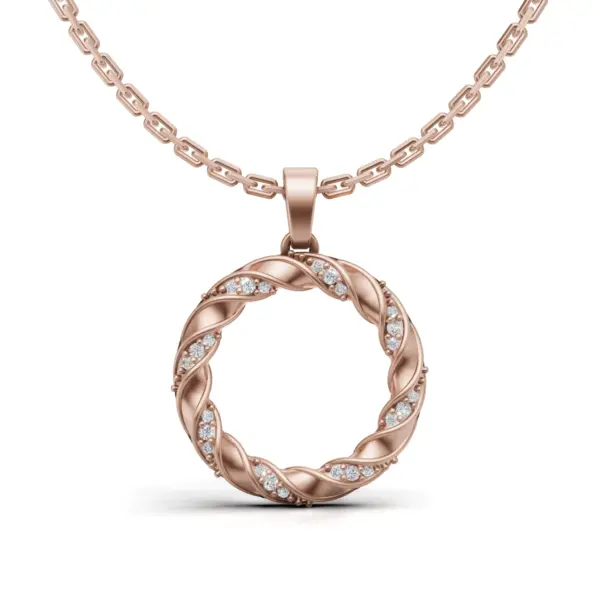 Gold Diamond Eternity Circle Pendant1