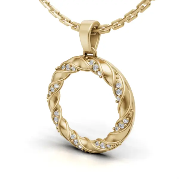 Gold Diamond Eternity Circle Pendant1