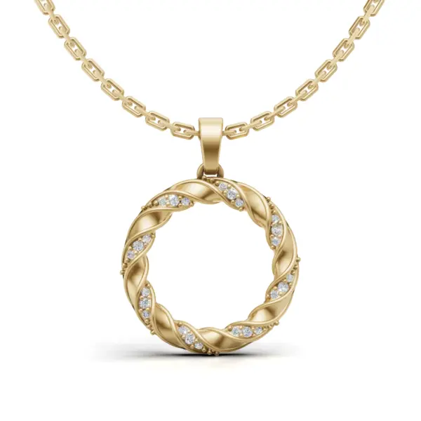 Gold Diamond Eternity Circle Pendant1