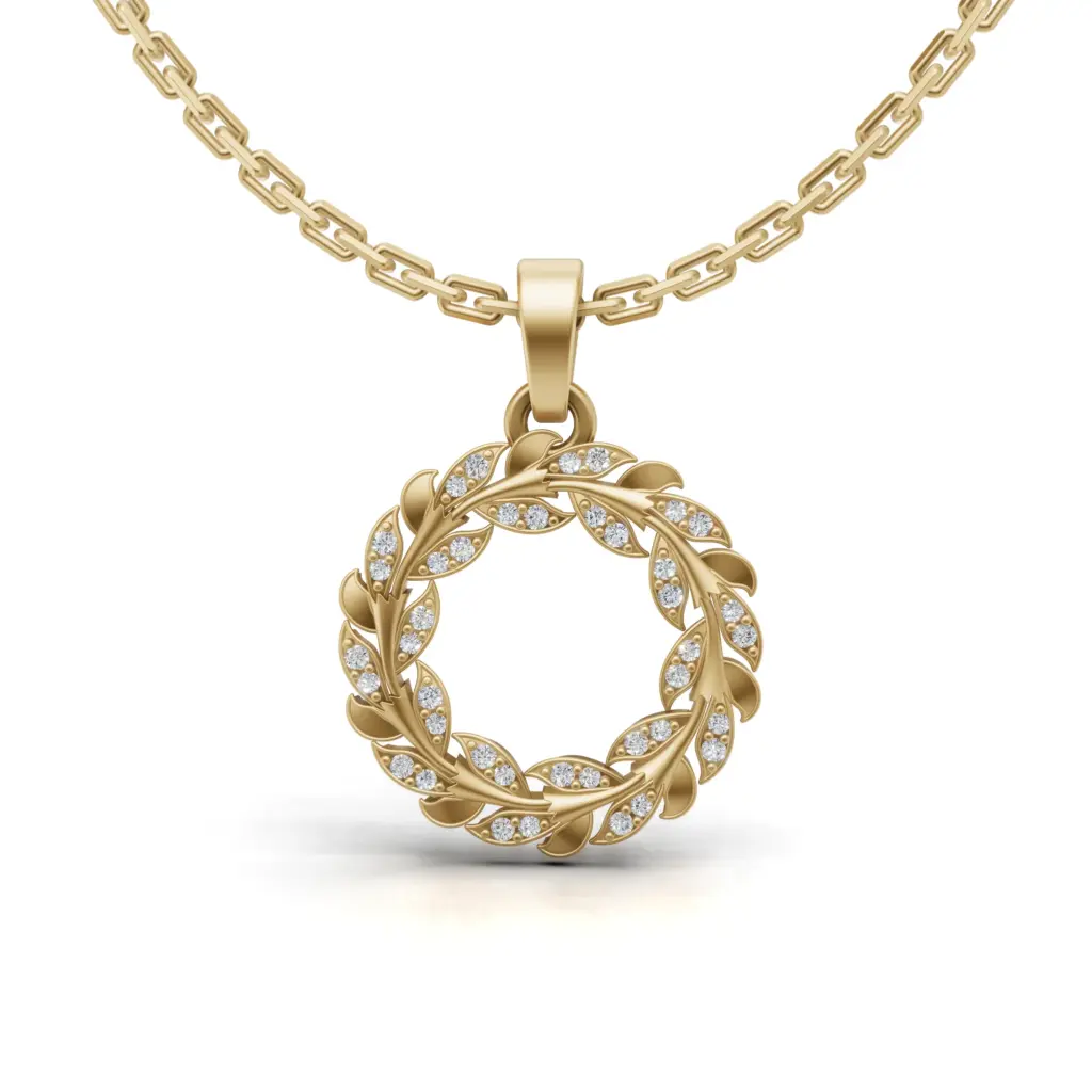 Gold Leaf Wreath Pendant