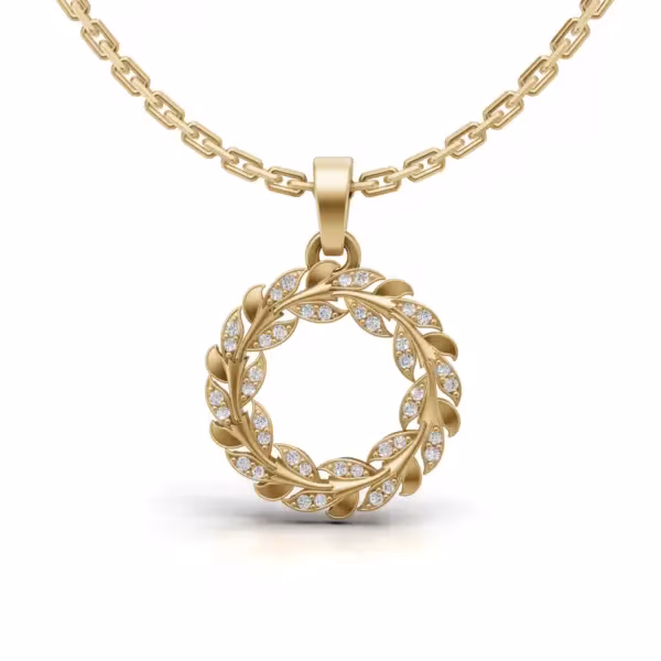 Gold Leaf Wreath Pendant