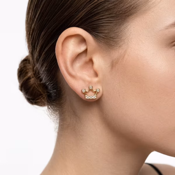 Gold Crown Diamond Earrings