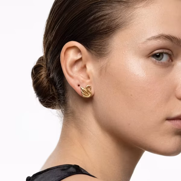 Gold Swan Stud Earrings