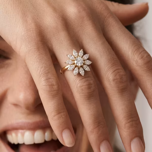 Diamond Sunburst Ring