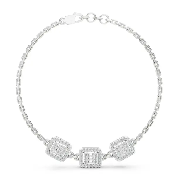 Triple Halo Diamond Link Bracelet