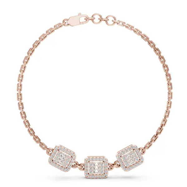 Triple Halo Diamond Link Bracelet