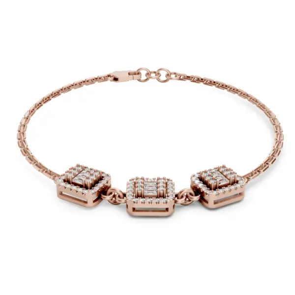 Triple Halo Diamond Link Bracelet