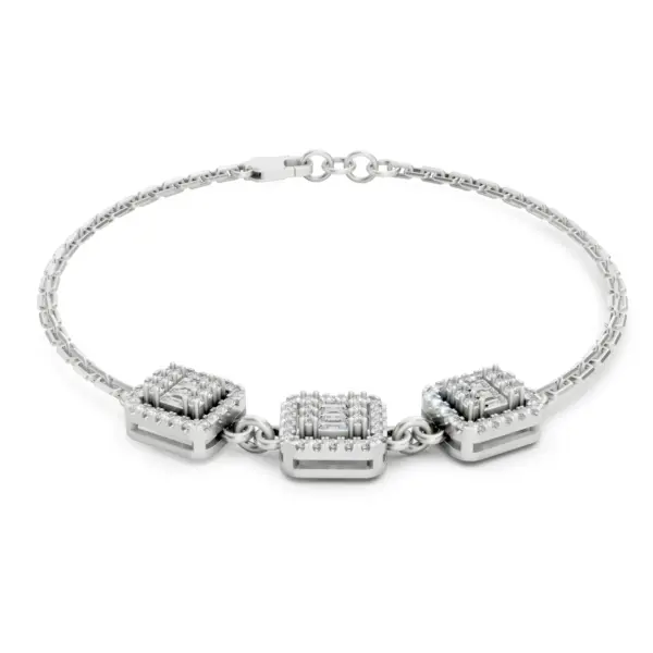 Triple Halo Diamond Link Bracelet