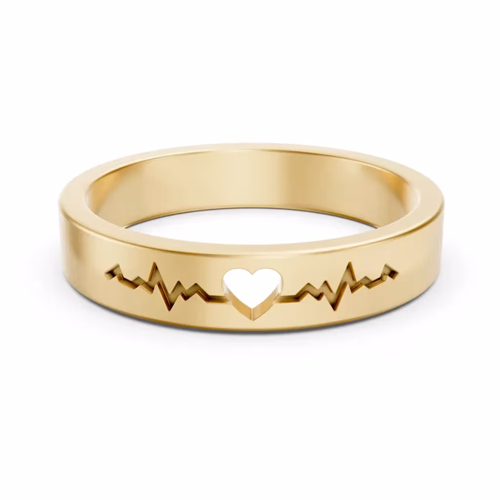 Gold Heartbeat Cutout Ring