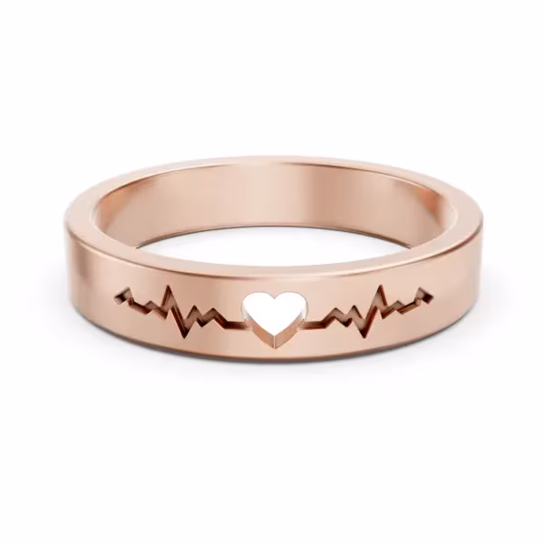 Gold Heartbeat Cutout Ring in rose gold