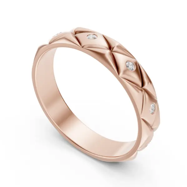 Faceted Gold Diamond Ring