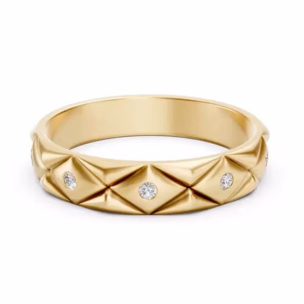 Faceted Gold Diamond Ring