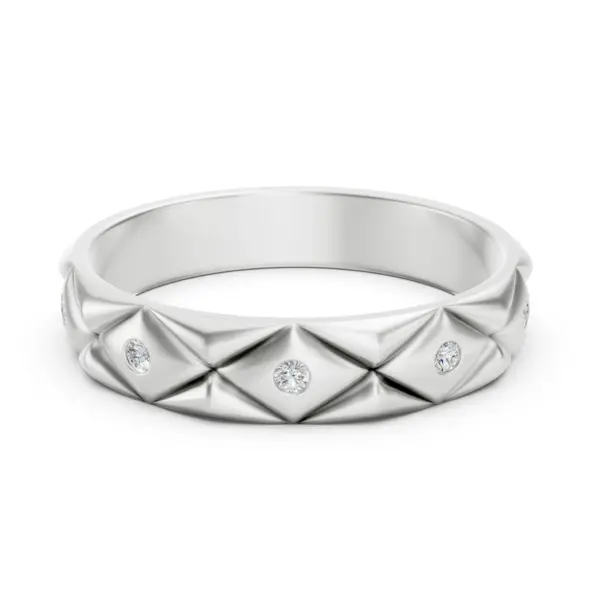 Faceted Gold Diamond Ring